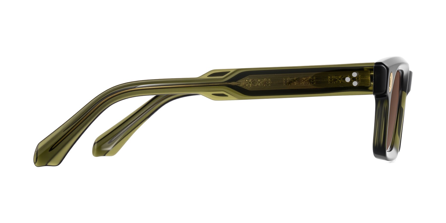 Side of Zade in Translucent Green with Brown Tinted Lenses