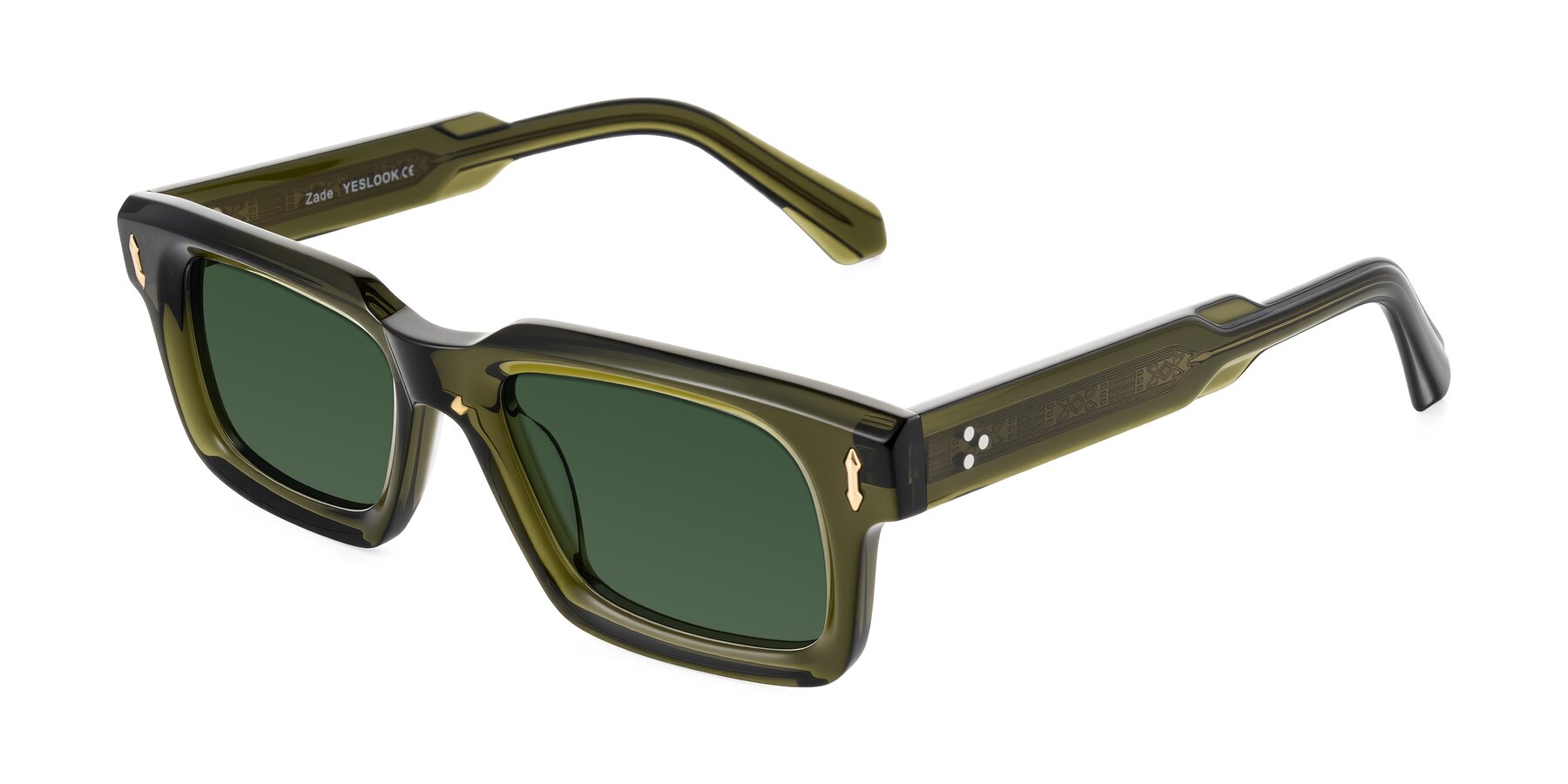 Angle of Zade in Translucent Green with Green Tinted Lenses