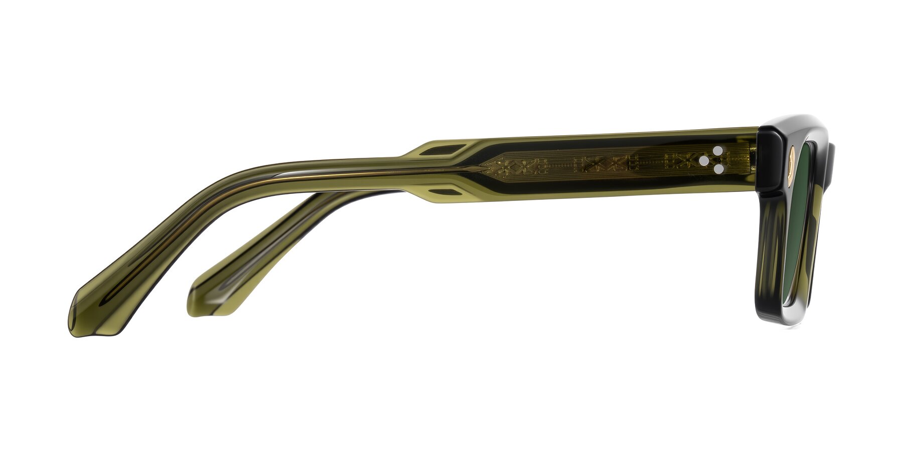 Side of Zade in Translucent Green with Green Tinted Lenses