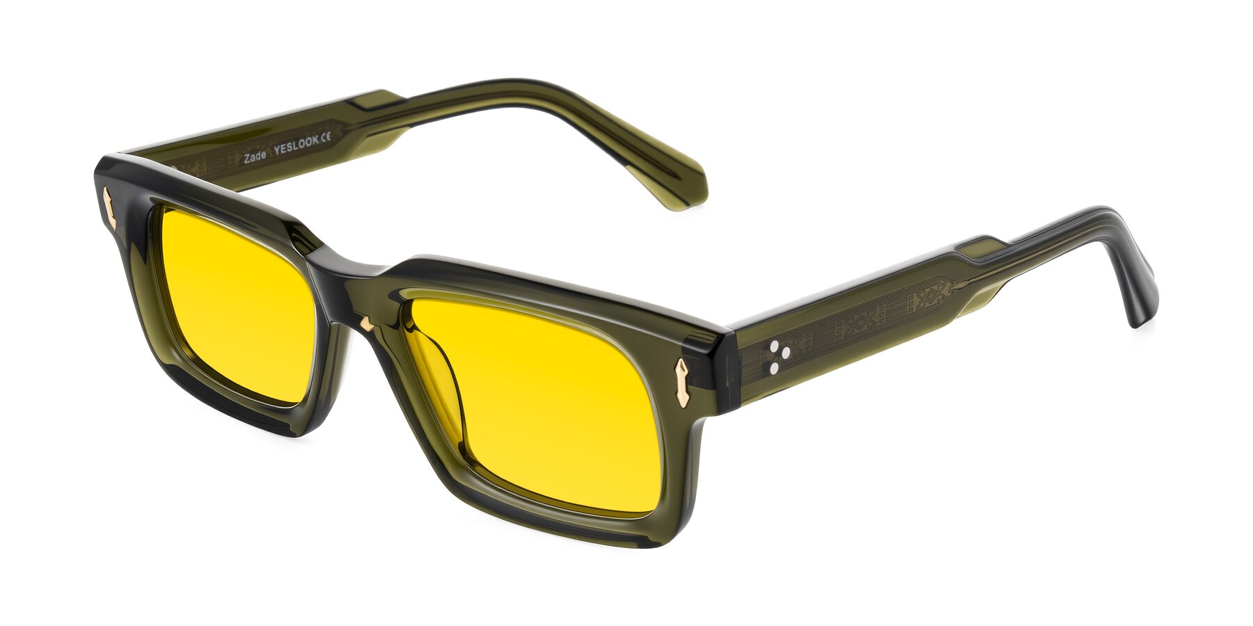 Angle of Zade in Translucent Green with Yellow Tinted Lenses