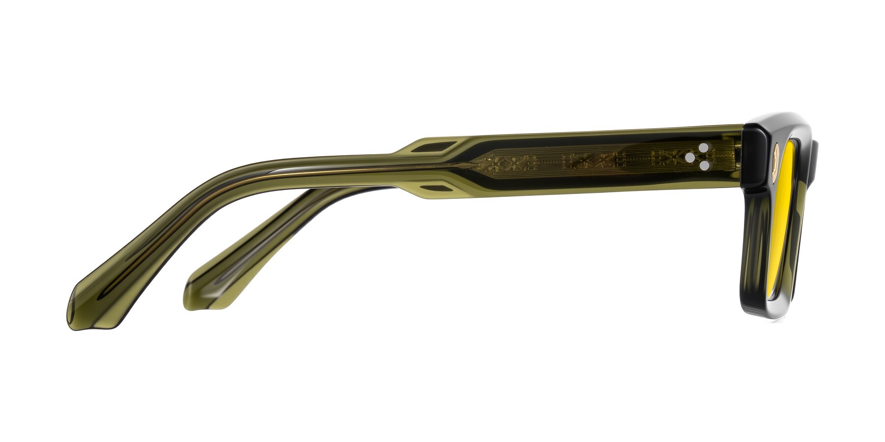 Side of Zade in Translucent Green with Yellow Tinted Lenses