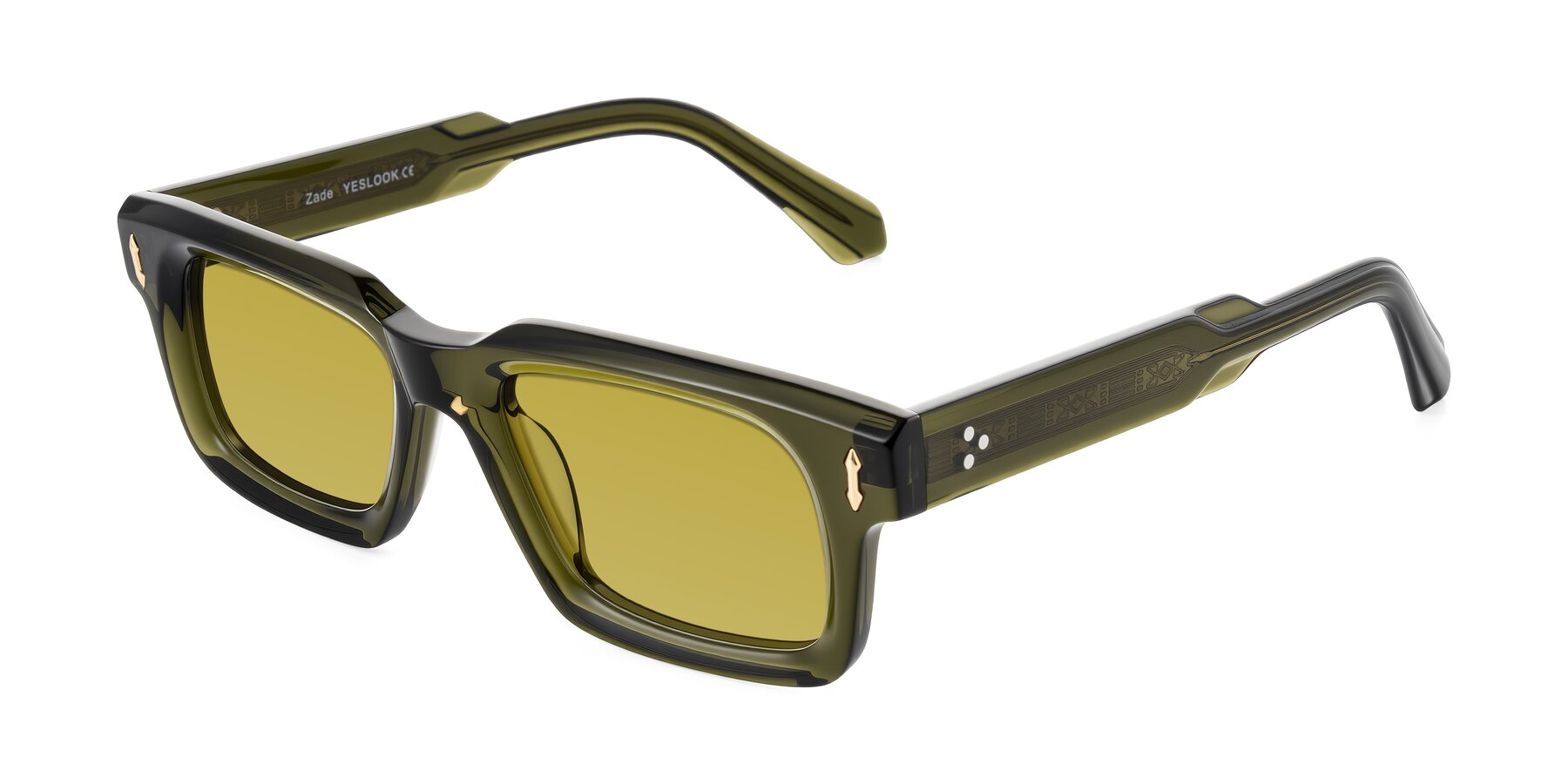 Angle of Zade in Translucent Green with Champagne Tinted Lenses