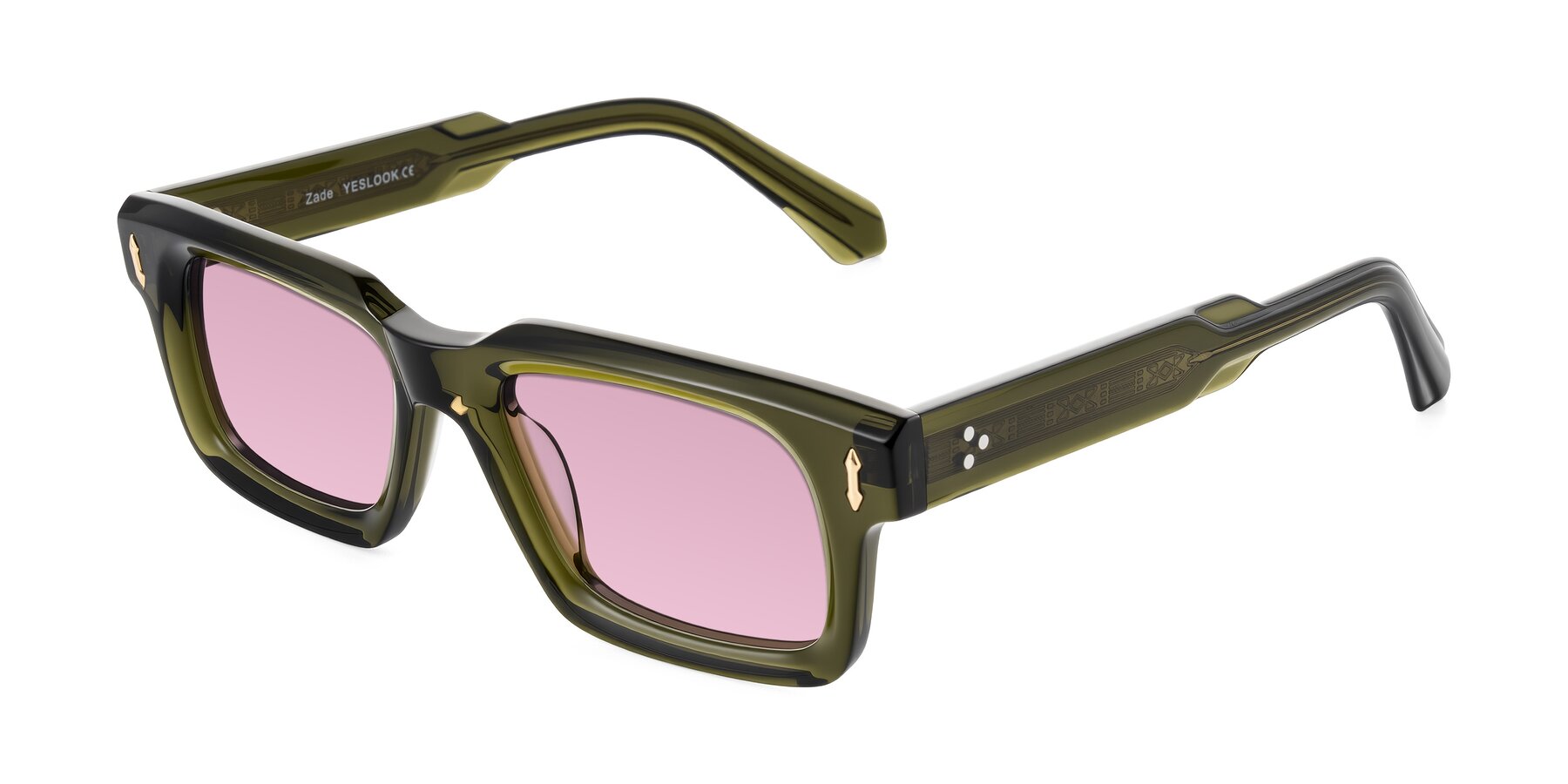 Angle of Zade in Translucent Green with Light Wine Tinted Lenses
