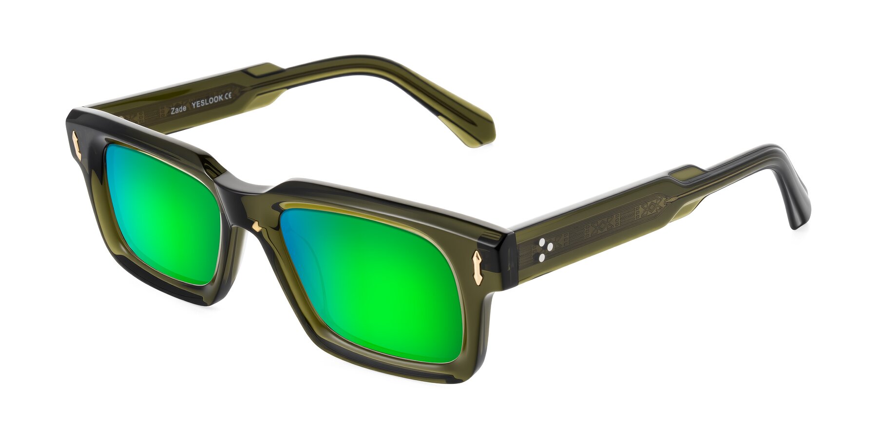 Angle of Zade in Translucent Green with Green Mirrored Lenses