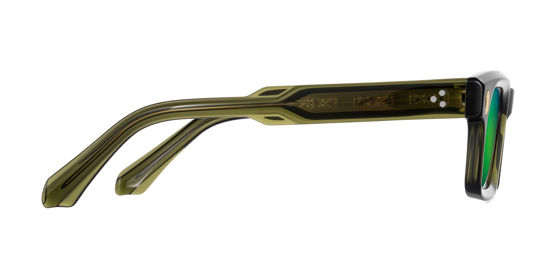 Side of Zade in Translucent Green with Green Mirrored Lenses