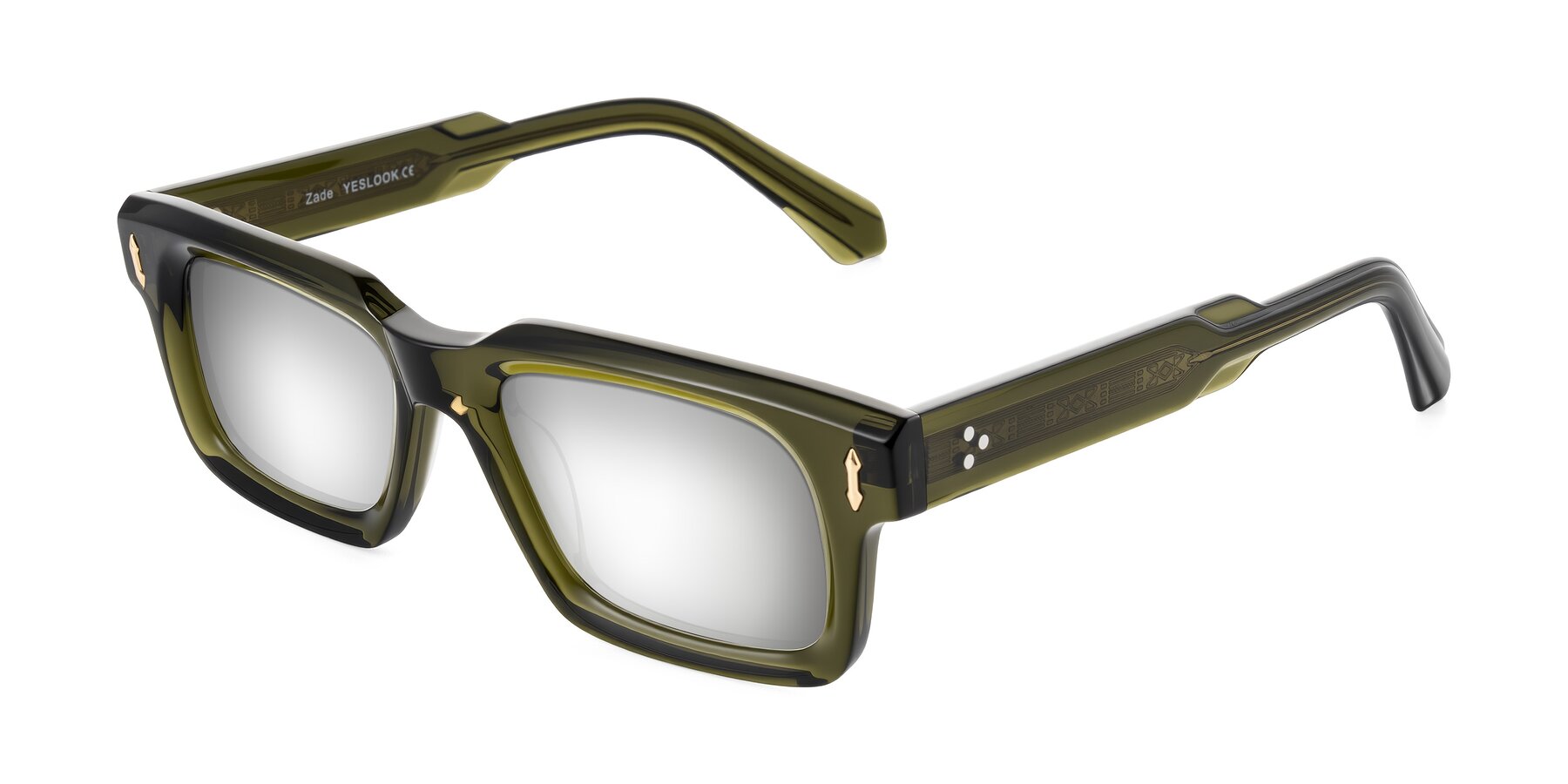 Angle of Zade in Translucent Green with Silver Mirrored Lenses