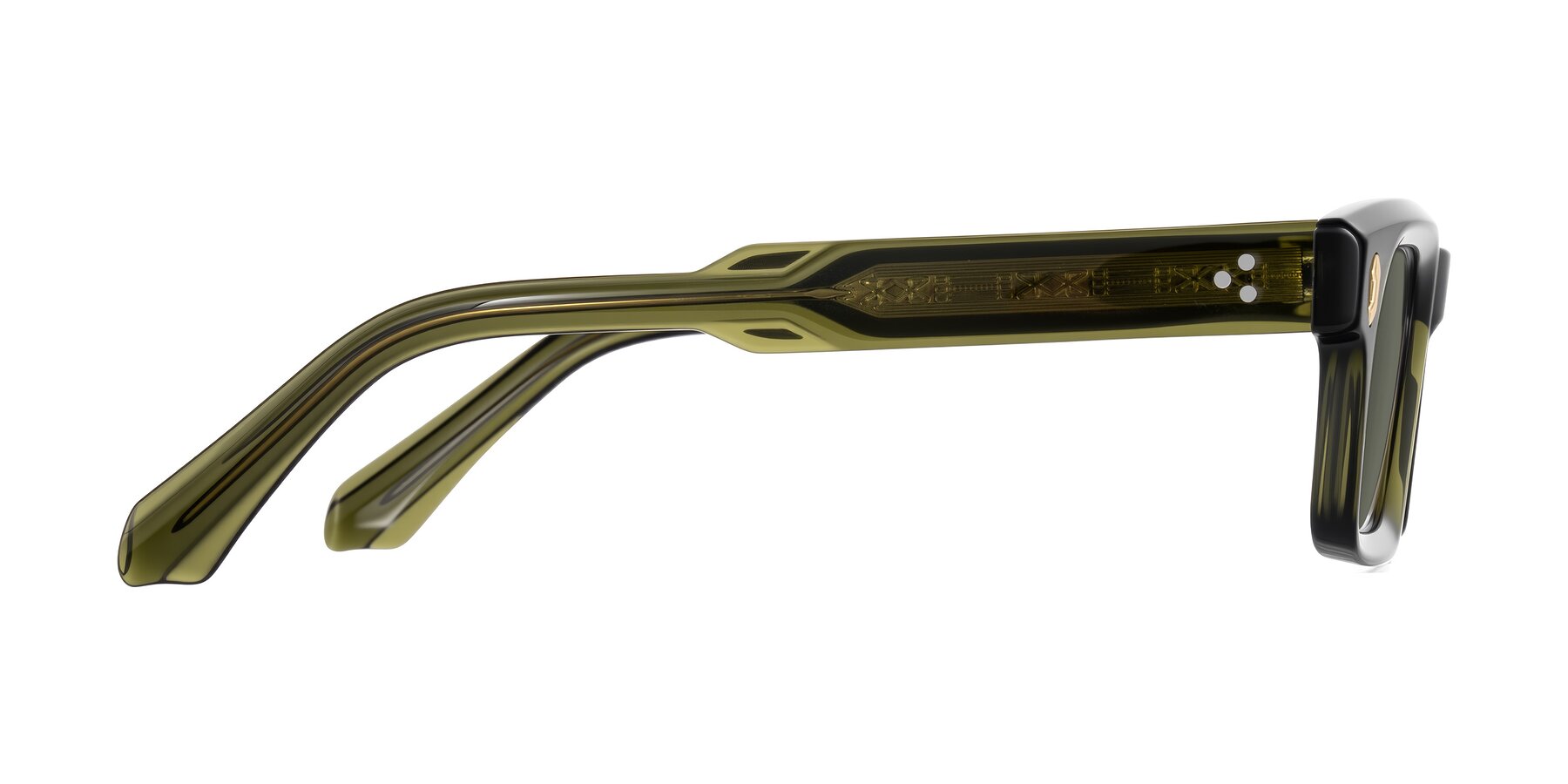 Side of Zade in Translucent Green with Gray Polarized Lenses