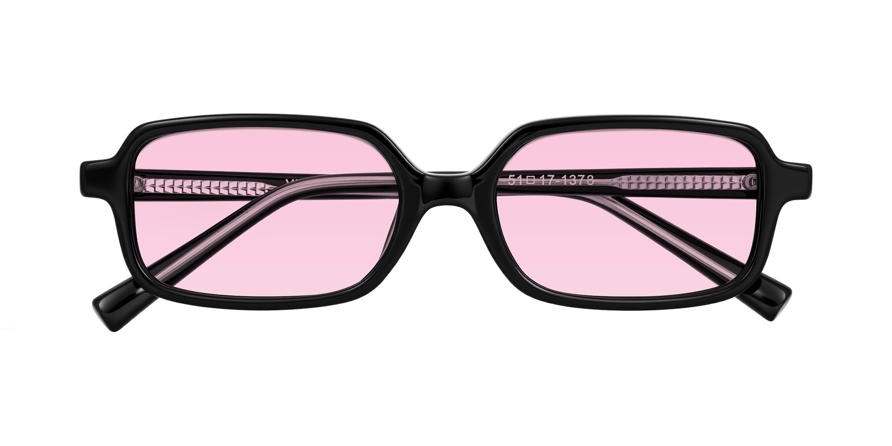 Folded Front of Garbott in Black with Light Pink Tinted Lenses