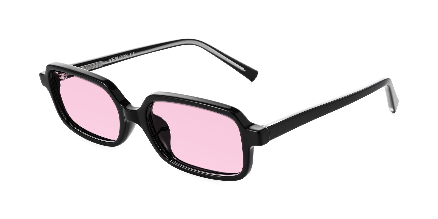 Angle of Garbott in Black with Light Pink Tinted Lenses