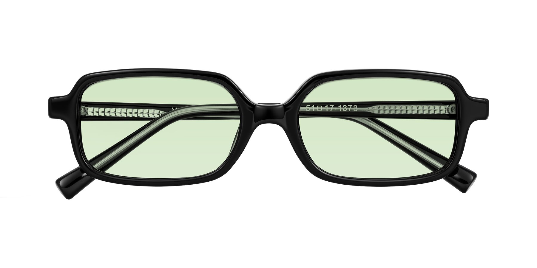 Folded Front of Garbott in Black with Light Green Tinted Lenses