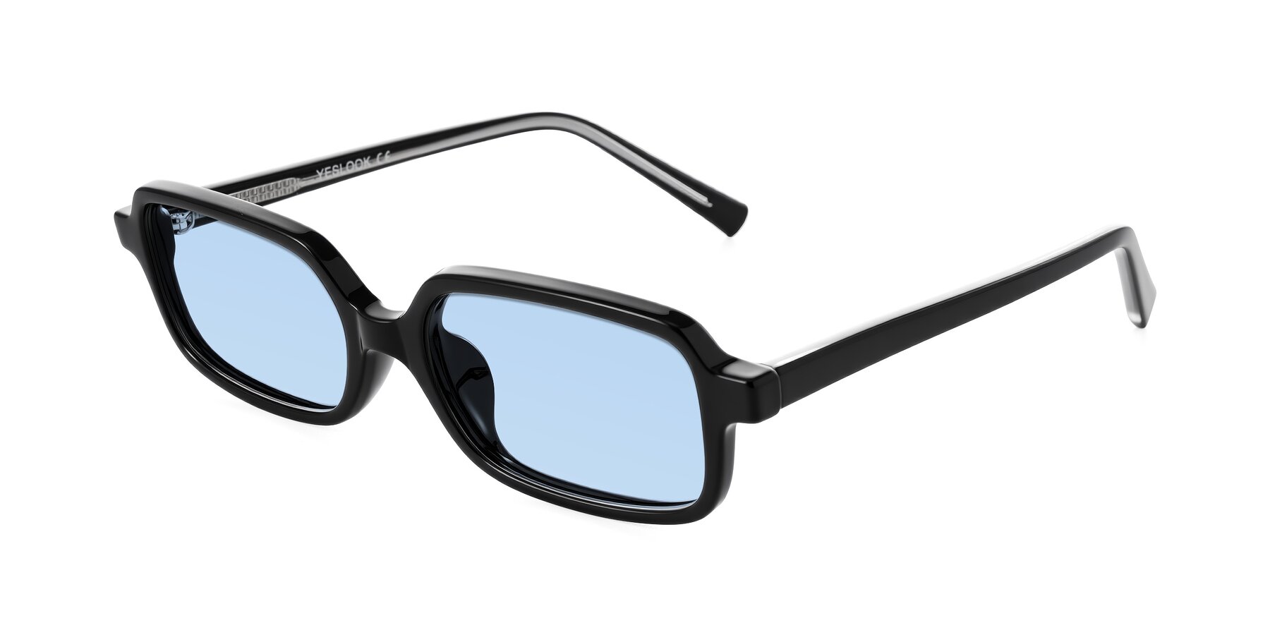 Angle of Garbott in Black with Light Blue Tinted Lenses