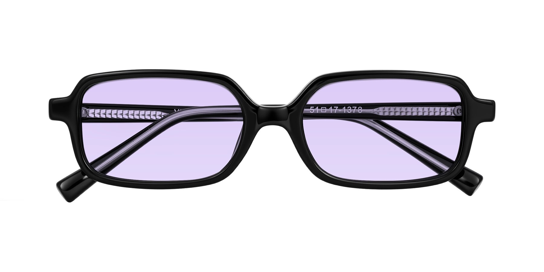 Folded Front of Garbott in Black with Light Purple Tinted Lenses