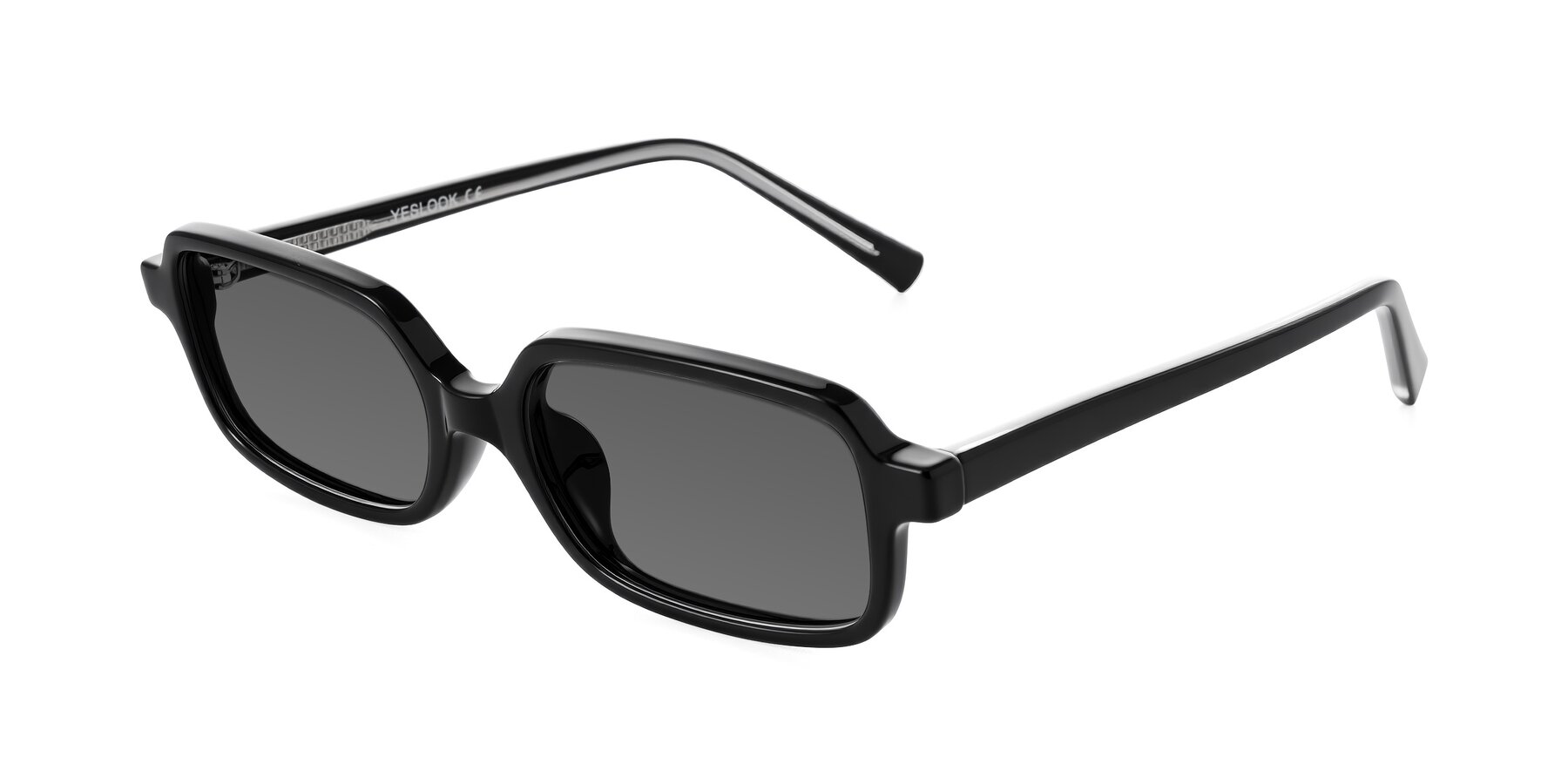 Angle of Garbott in Black with Medium Gray Tinted Lenses