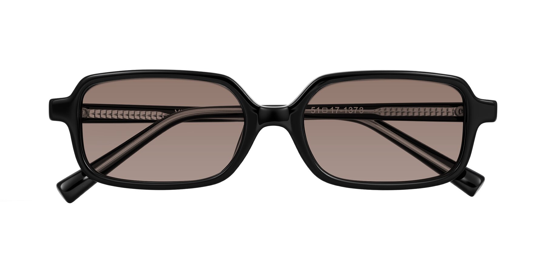 Folded Front of Garbott in Black with Medium Brown Tinted Lenses