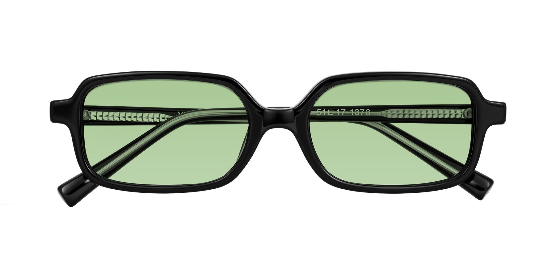 Folded Front of Garbott in Black with Medium Green Tinted Lenses