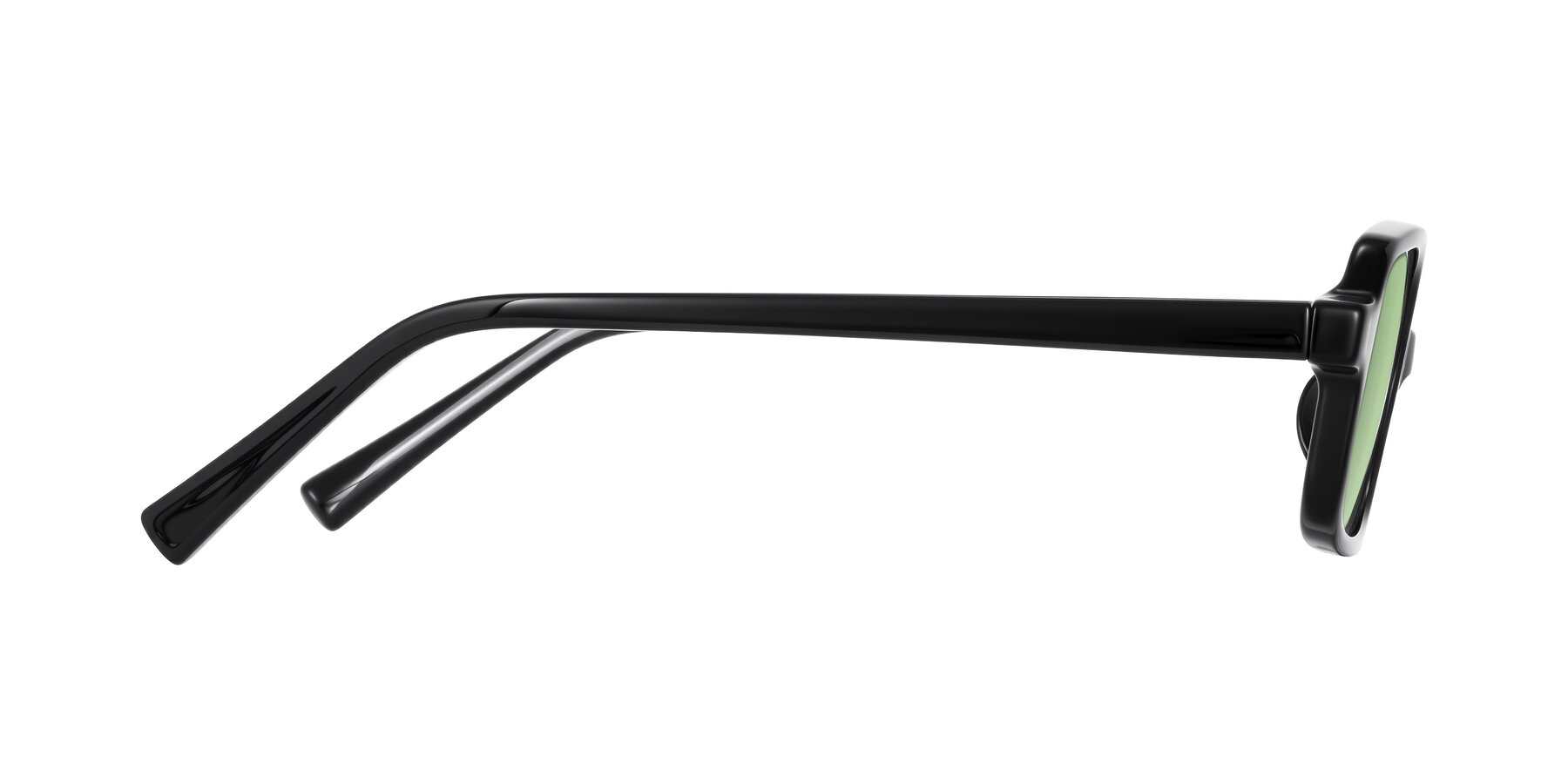 Side of Garbott in Black with Medium Green Tinted Lenses