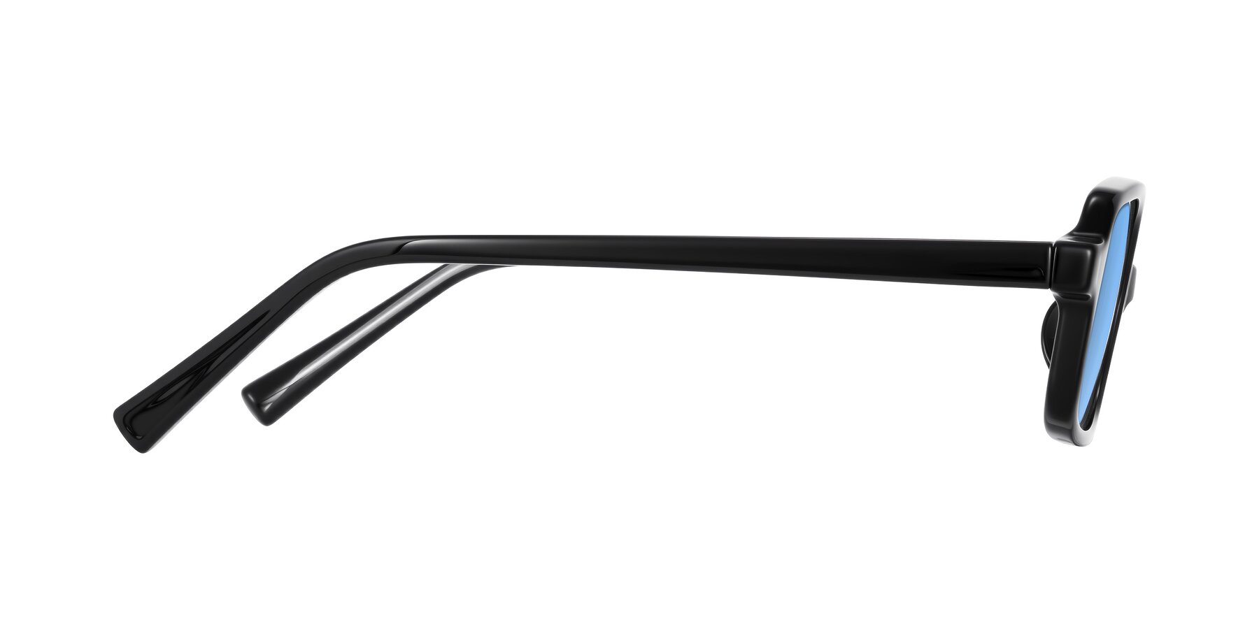 Side of Garbott in Black with Medium Blue Tinted Lenses
