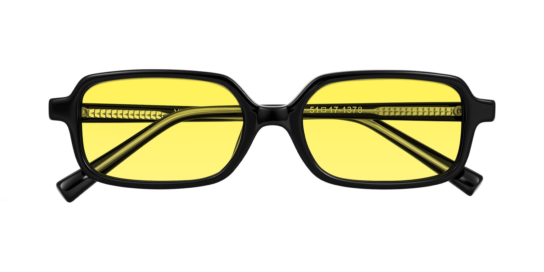 Folded Front of Garbott in Black with Medium Yellow Tinted Lenses