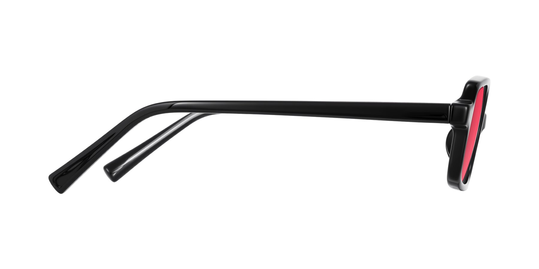 Side of Garbott in Black with Red Tinted Lenses