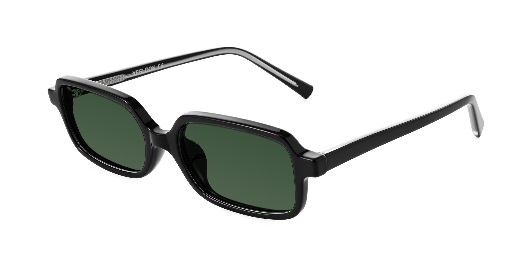 Angle of Garbott in Black with Green Tinted Lenses
