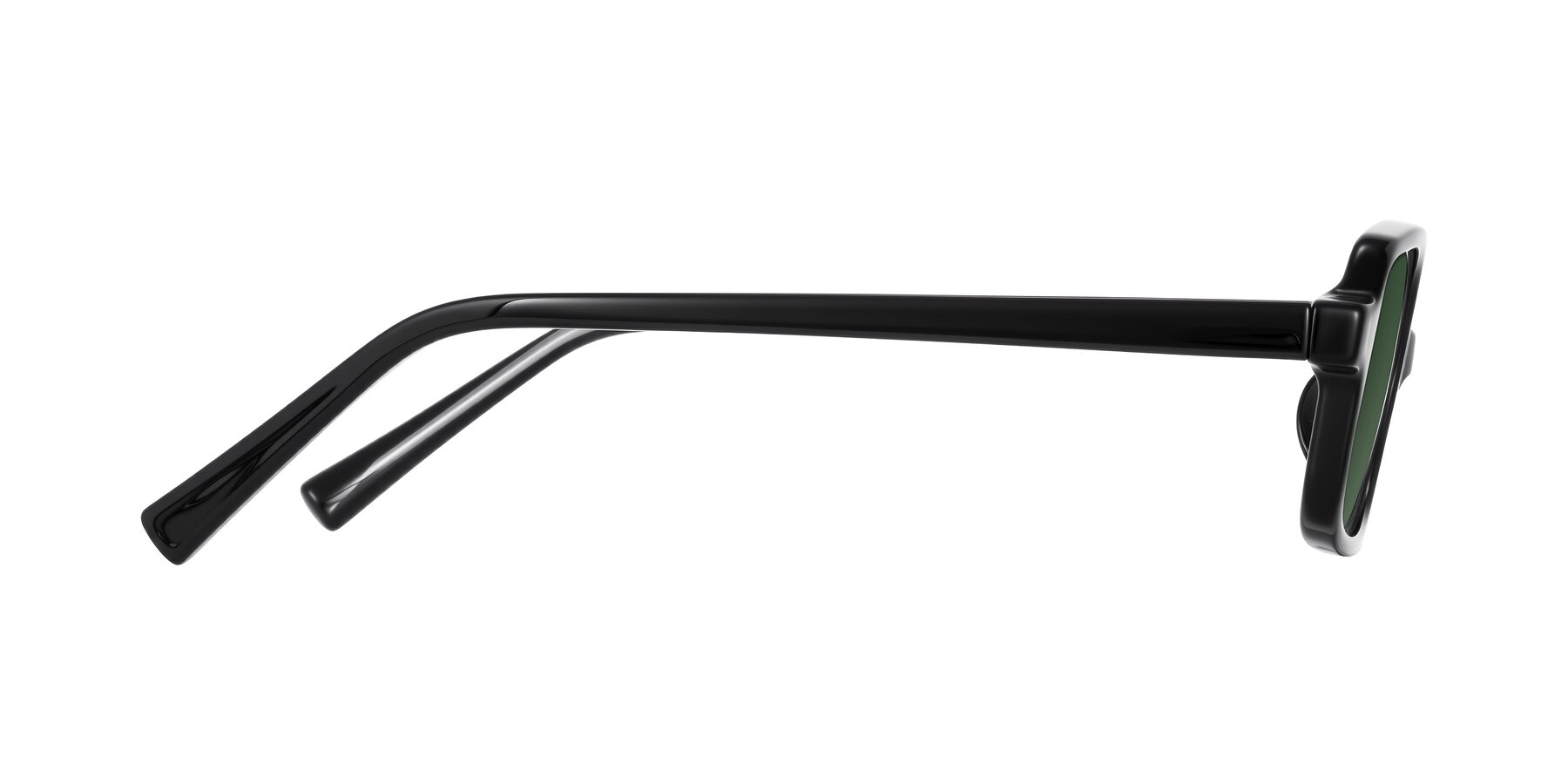 Side of Garbott in Black with Green Tinted Lenses