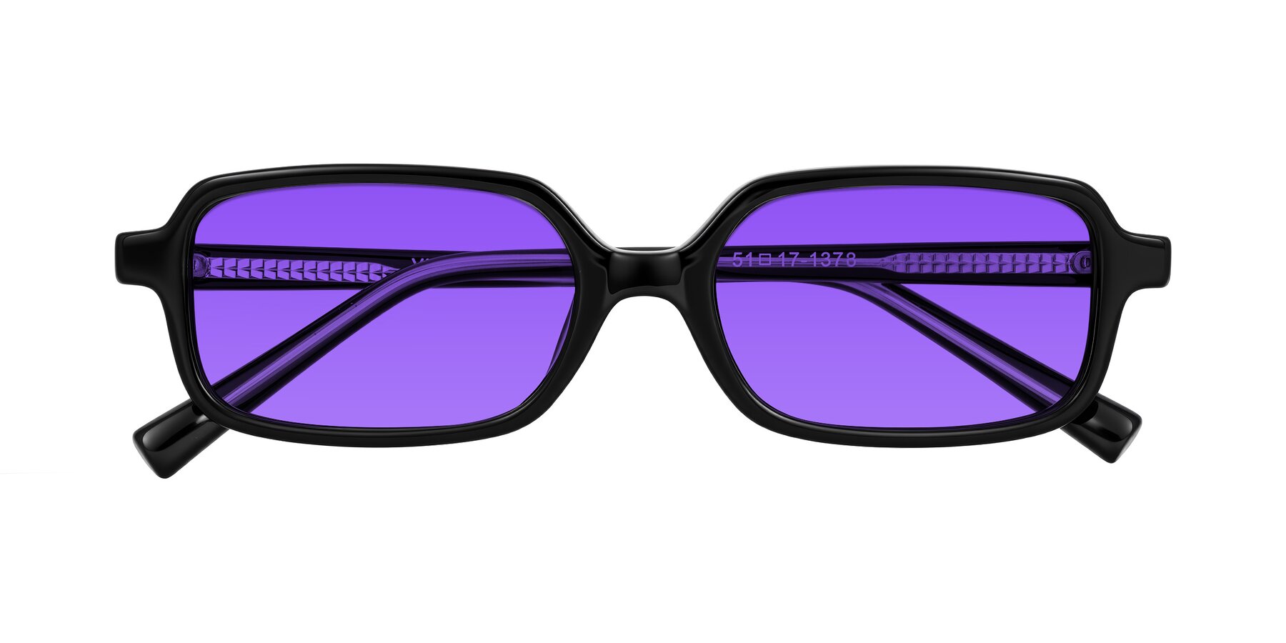 Folded Front of Garbott in Black with Purple Tinted Lenses