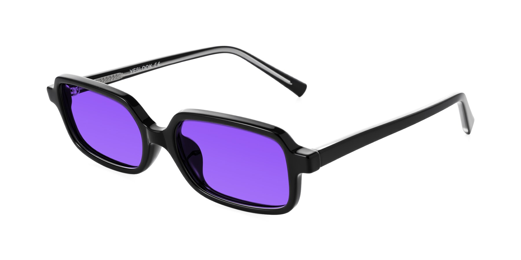 Angle of Garbott in Black with Purple Tinted Lenses