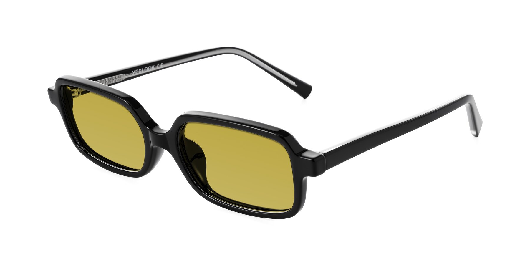 Angle of Garbott in Black with Champagne Tinted Lenses