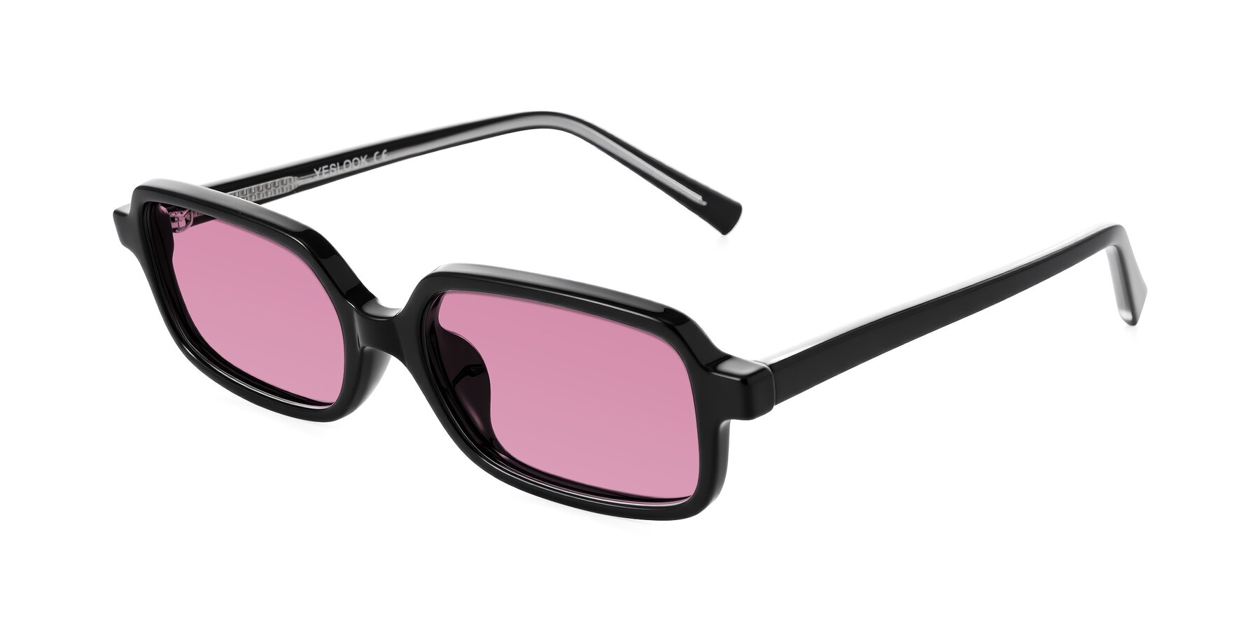 Angle of Garbott in Black with Medium Wine Tinted Lenses