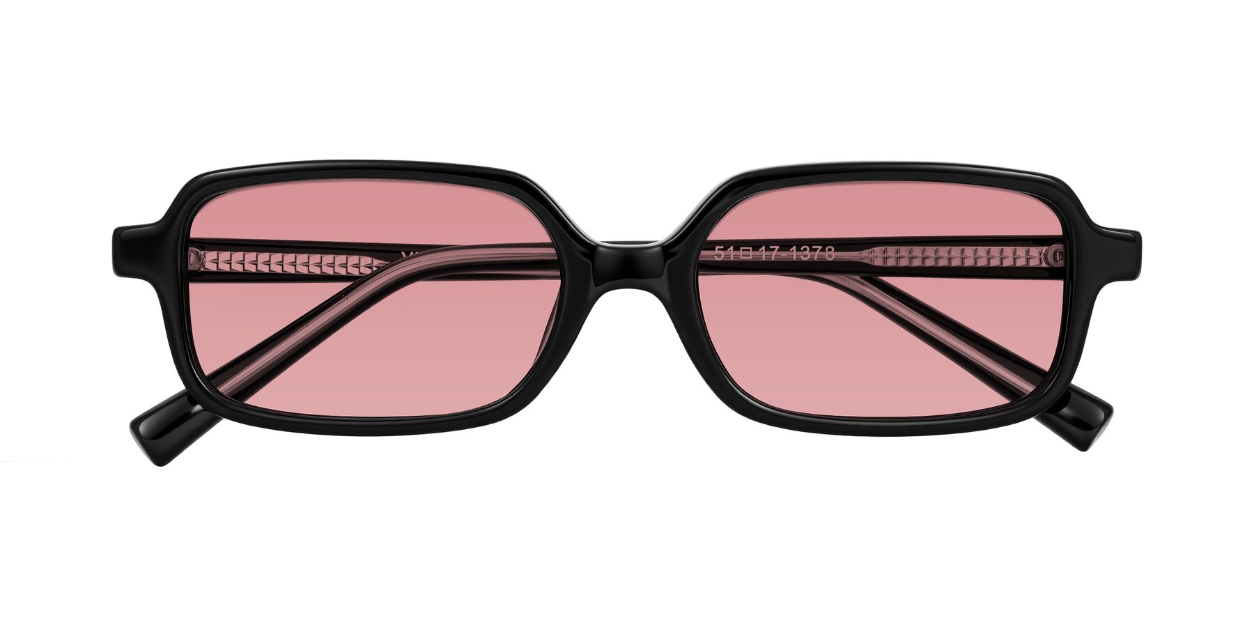 Folded Front of Garbott in Black with Medium Garnet Tinted Lenses