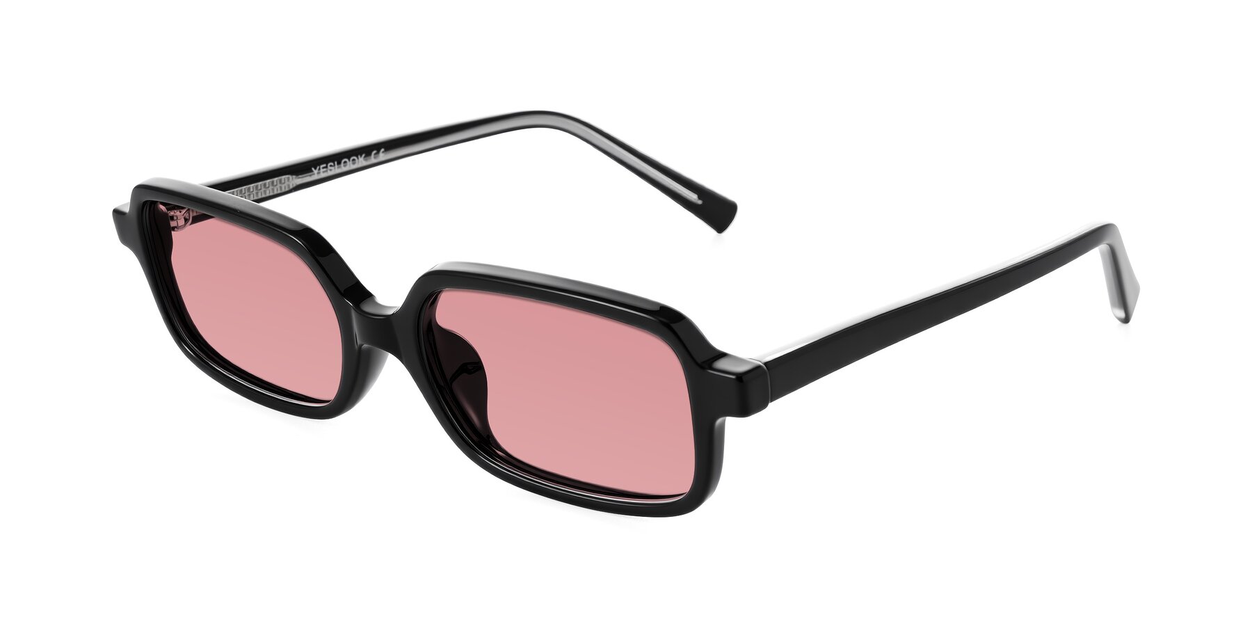Angle of Garbott in Black with Medium Garnet Tinted Lenses