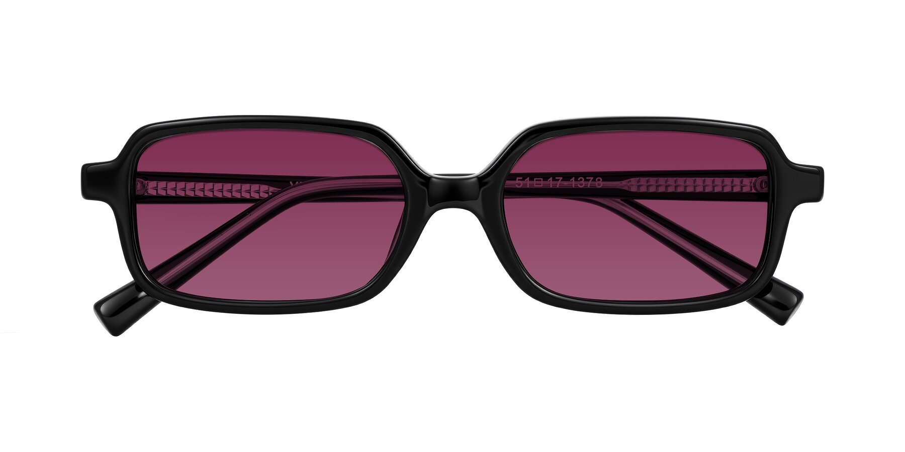Folded Front of Garbott in Black with Wine Tinted Lenses