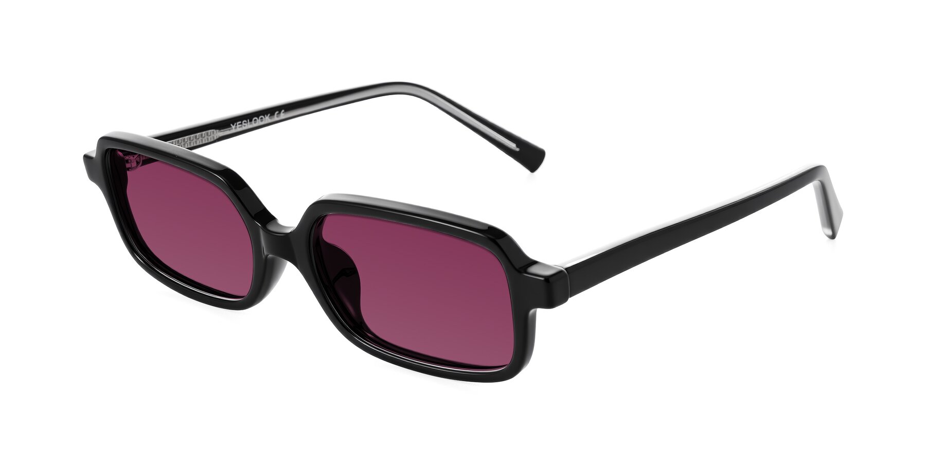 Angle of Garbott in Black with Wine Tinted Lenses