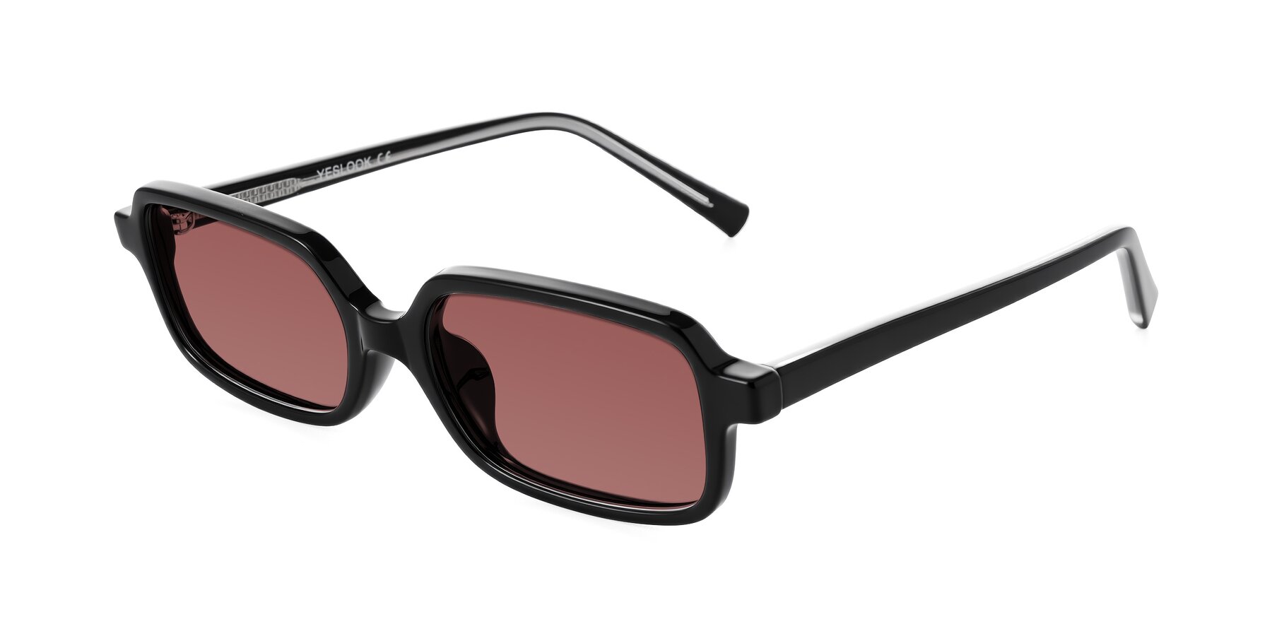 Angle of Garbott in Black with Garnet Tinted Lenses