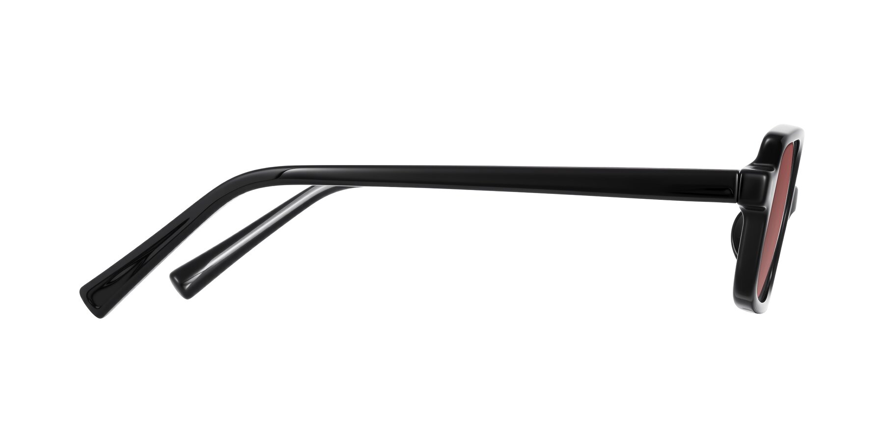 Side of Garbott in Black with Garnet Tinted Lenses