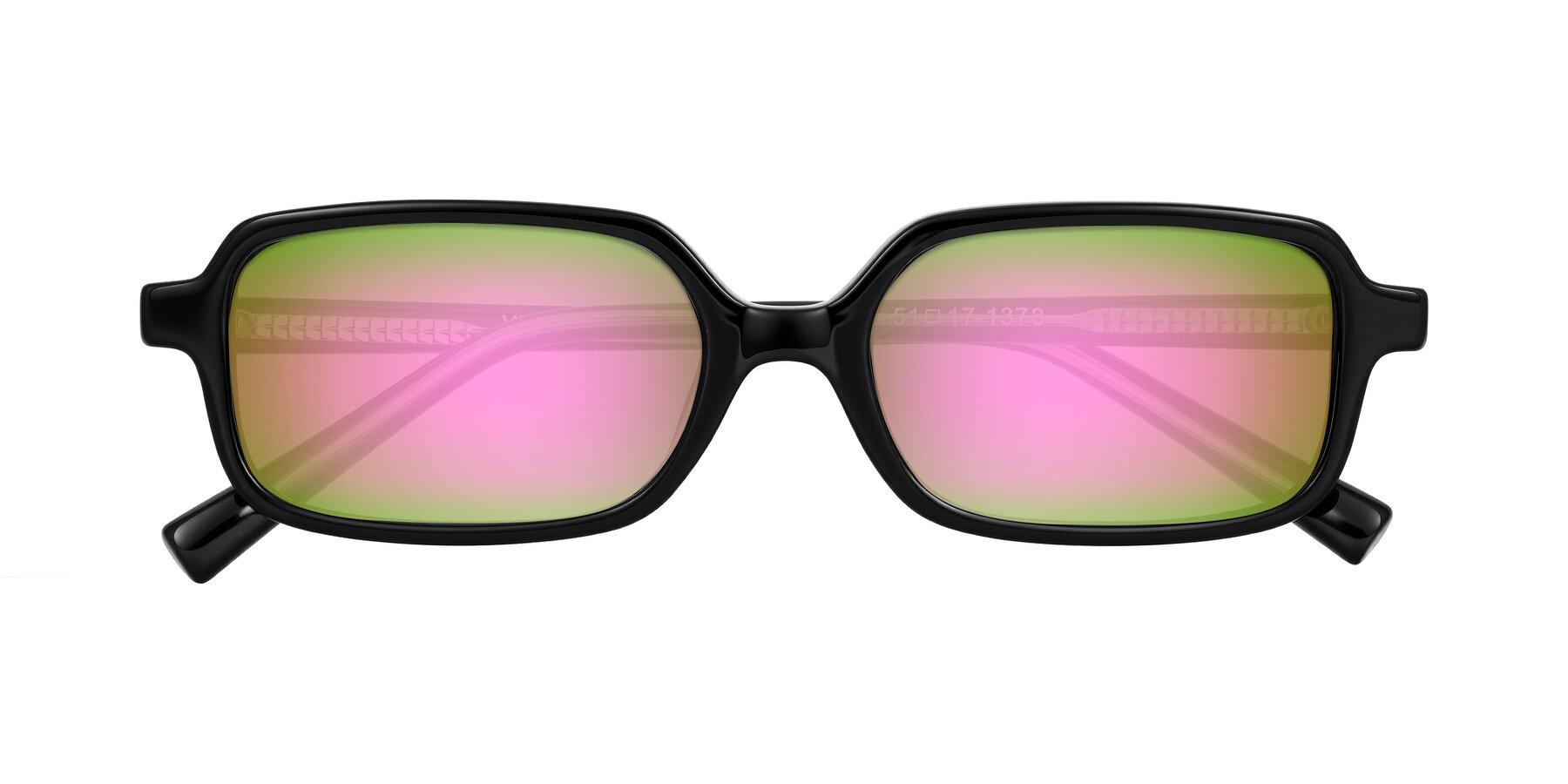 Folded Front of Garbott in Black with Pink Mirrored Lenses