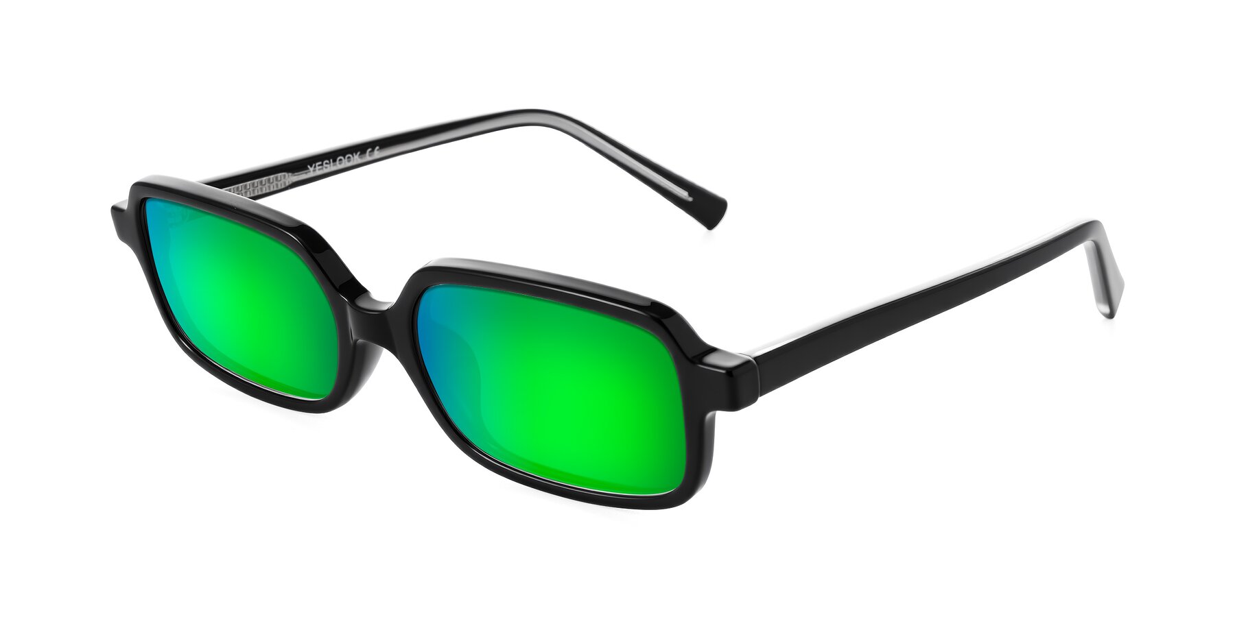Angle of Garbott in Black with Green Mirrored Lenses