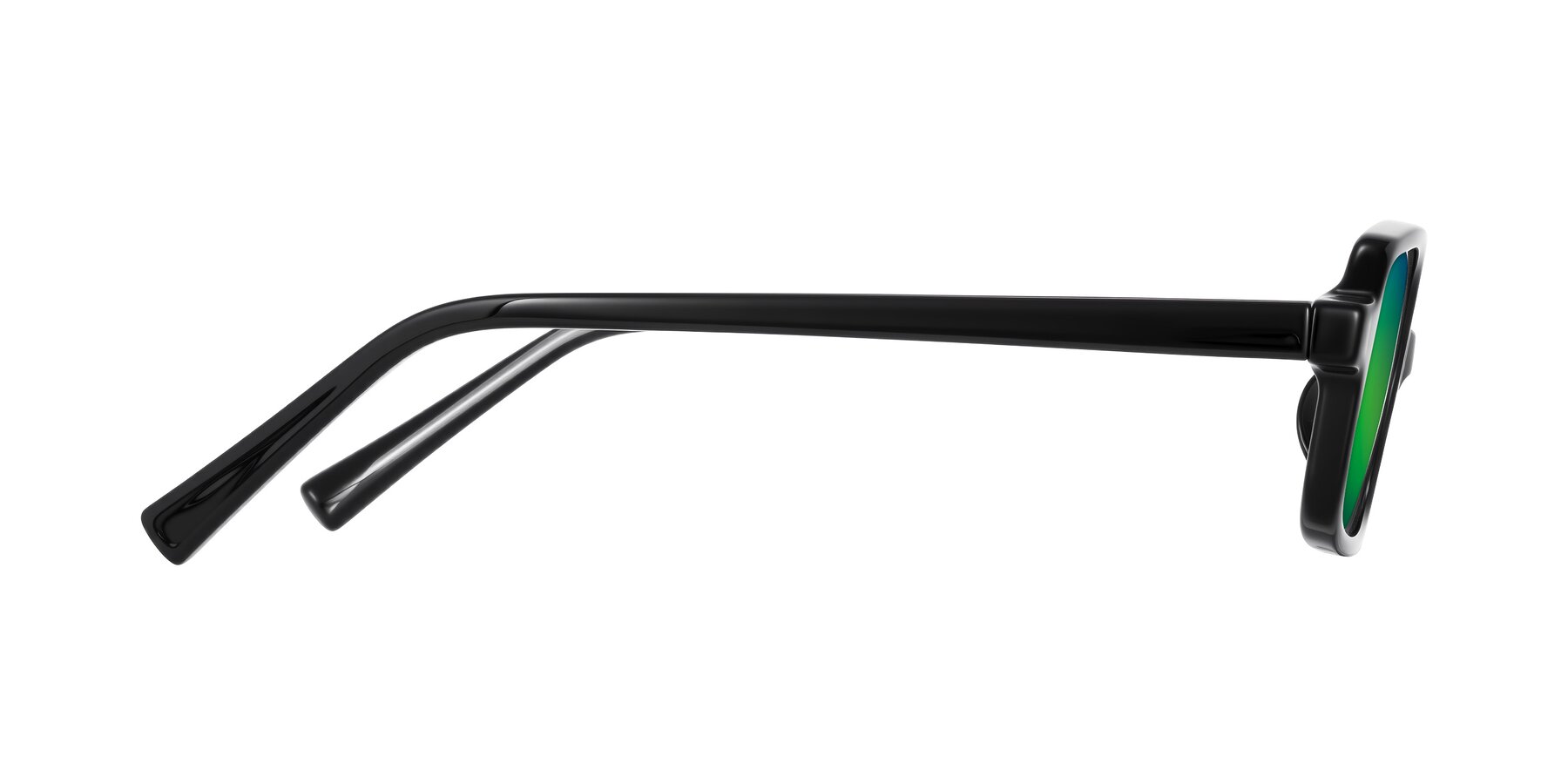 Side of Garbott in Black with Green Mirrored Lenses