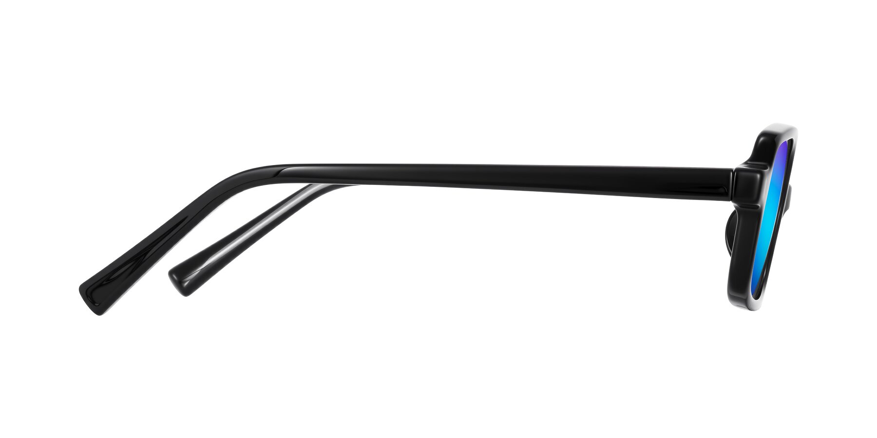 Side of Garbott in Black with Blue Mirrored Lenses