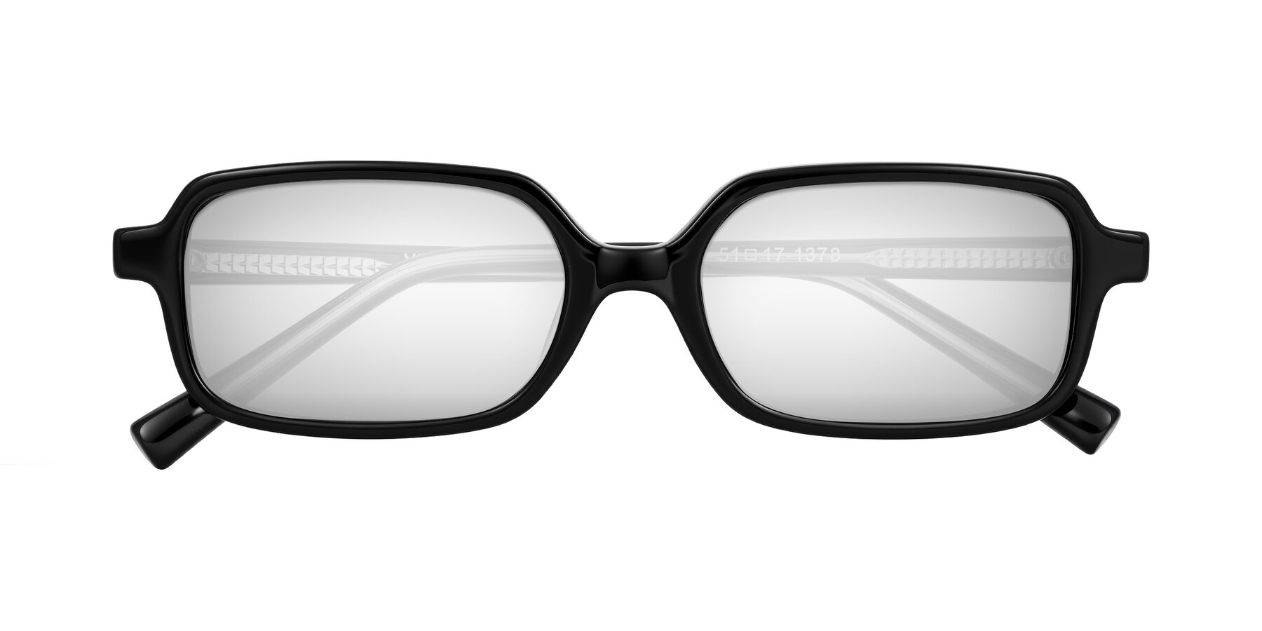 Folded Front of Garbott in Black with Silver Mirrored Lenses