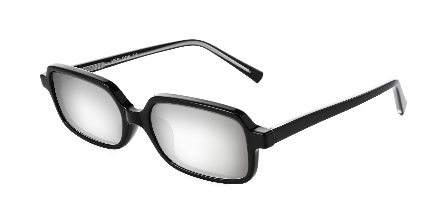 Angle of Garbott in Black with Silver Mirrored Lenses
