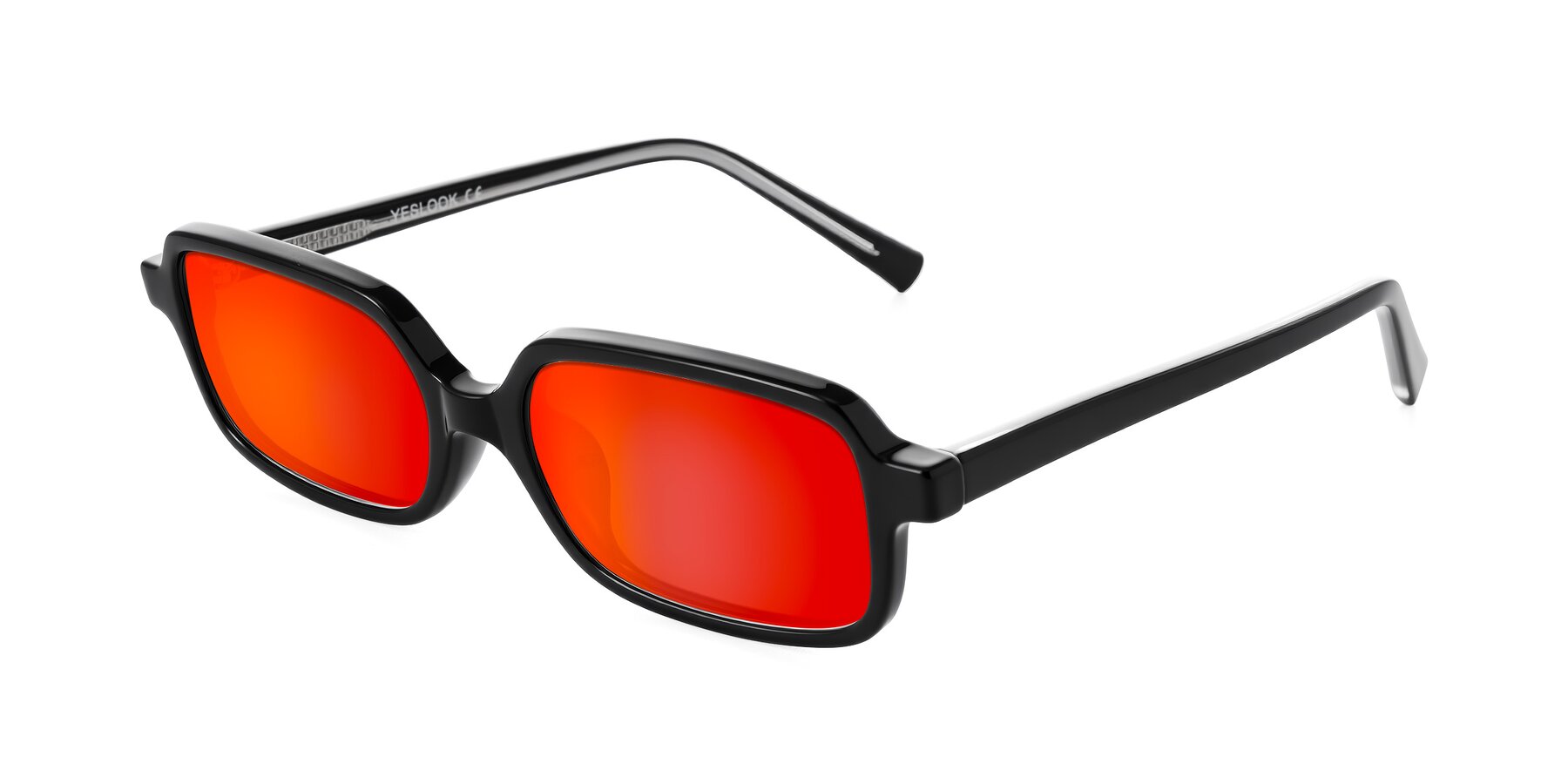 Angle of Garbott in Black with Red Gold Mirrored Lenses