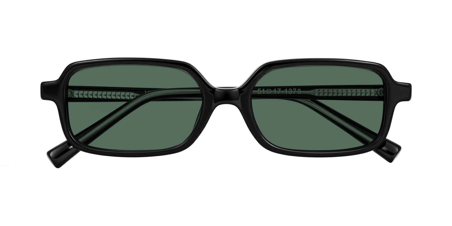 Folded Front of Garbott in Black with Green Polarized Lenses