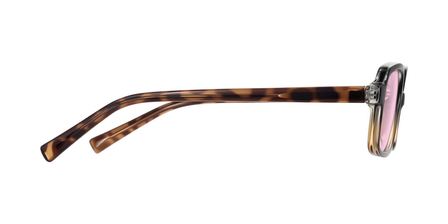 Side of Garbott in Black/Tortoise with Light Pink Tinted Lenses