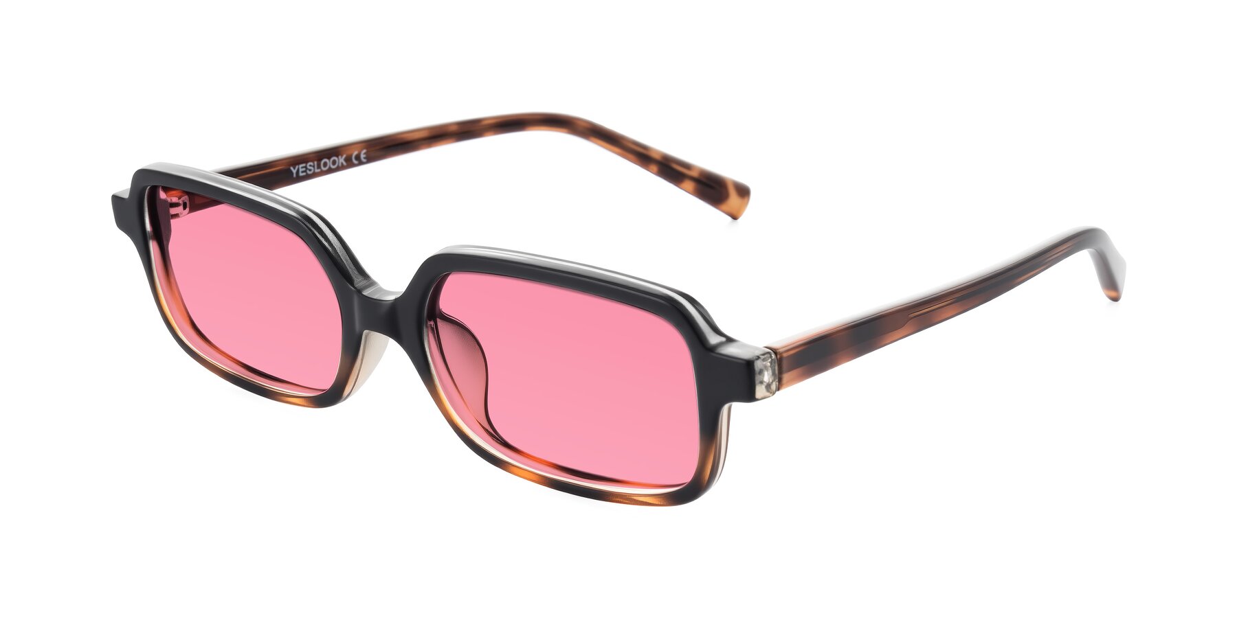 Angle of Garbott in Black/Tortoise with Pink Tinted Lenses
