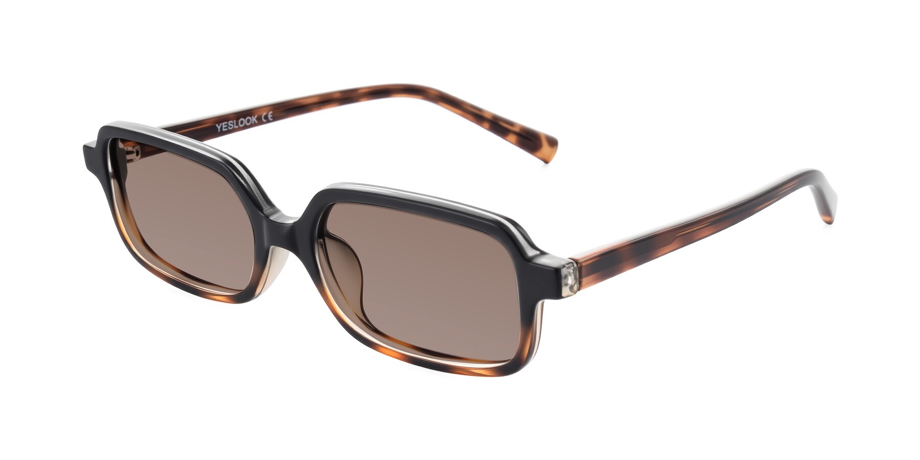 Angle of Garbott in Black/Tortoise with Medium Brown Tinted Lenses
