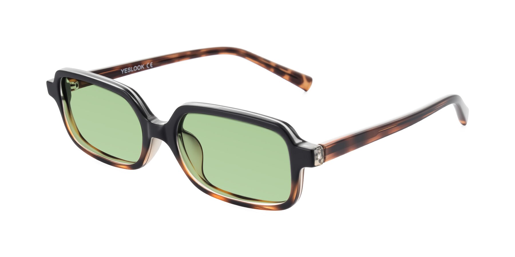 Angle of Garbott in Black/Tortoise with Medium Green Tinted Lenses