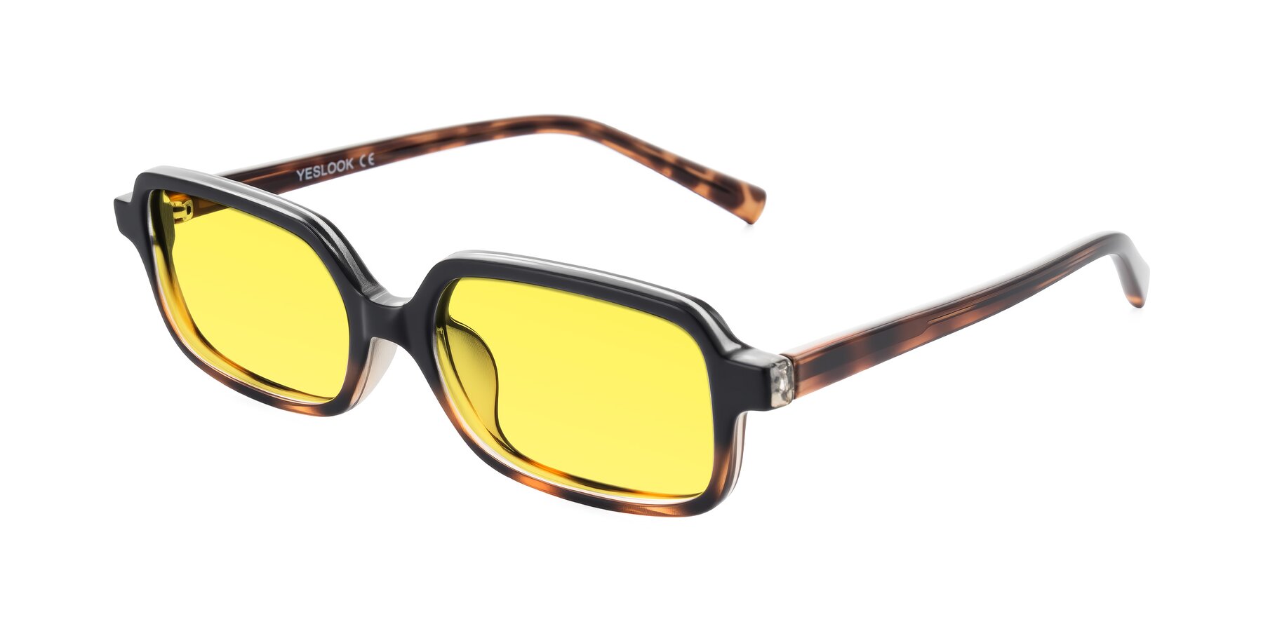 Angle of Garbott in Black/Tortoise with Medium Yellow Tinted Lenses