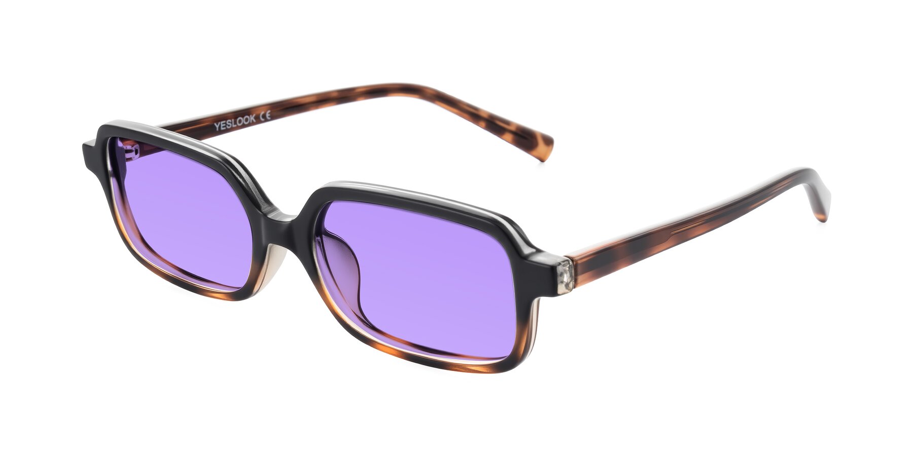 Angle of Garbott in Black/Tortoise with Medium Purple Tinted Lenses