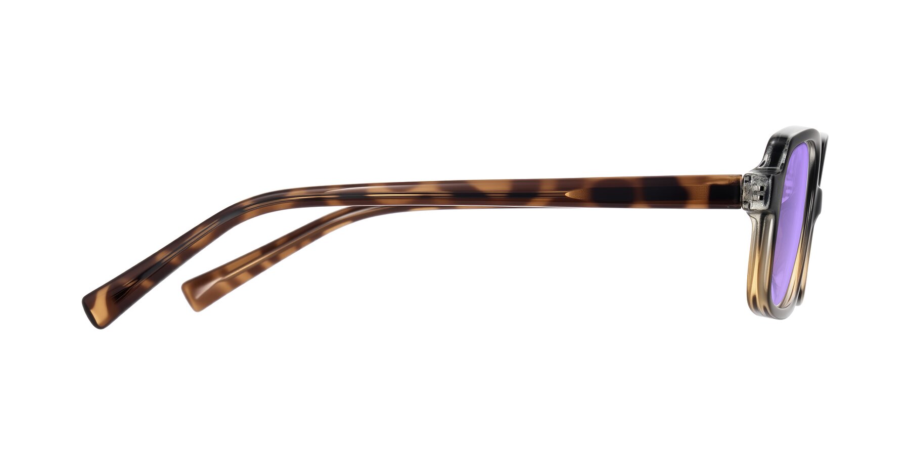 Side of Garbott in Black/Tortoise with Medium Purple Tinted Lenses